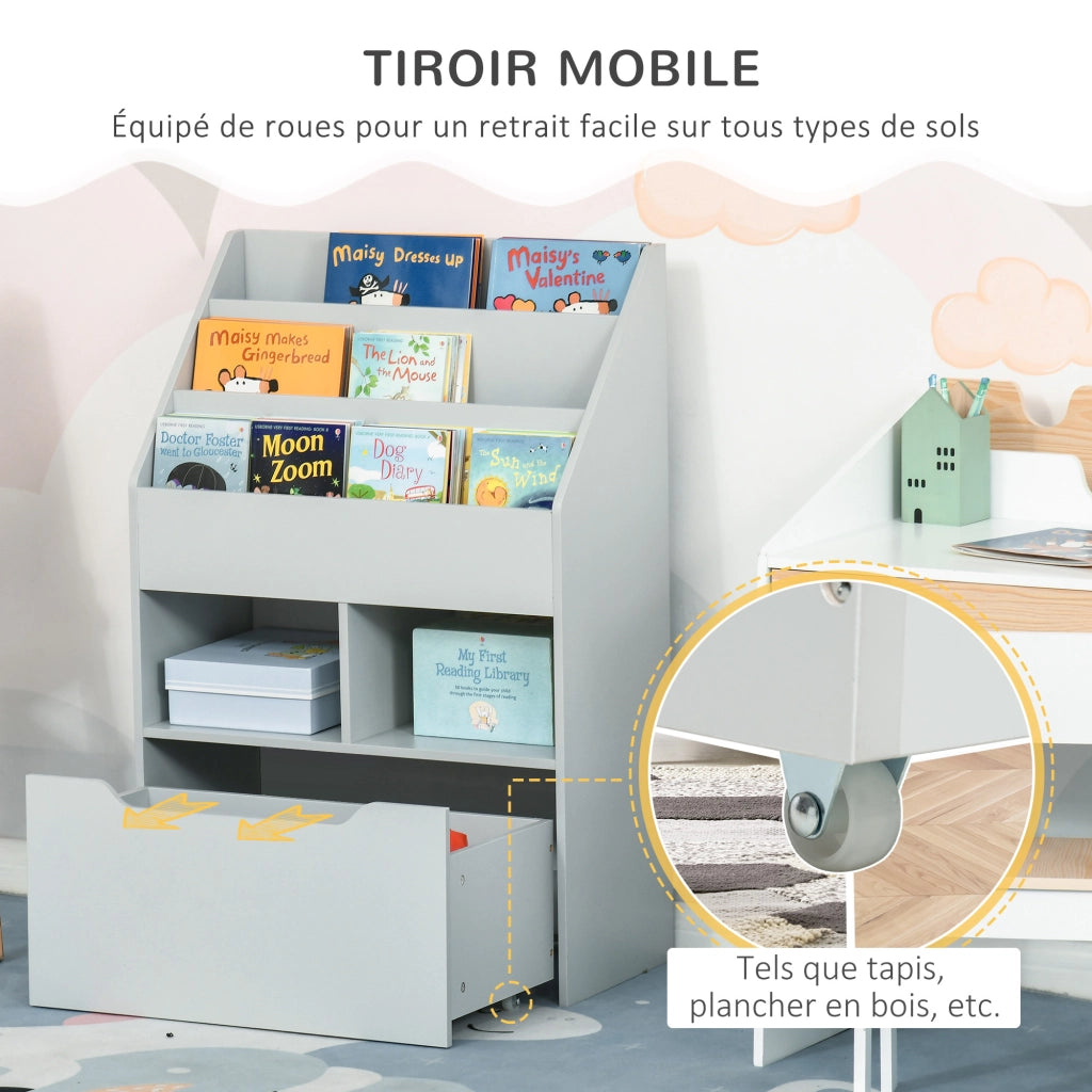 Libreria Scaffale Multistrato con Cassetti e Ripiani ¨C Minimal ¨C Grigio 80x30x180
