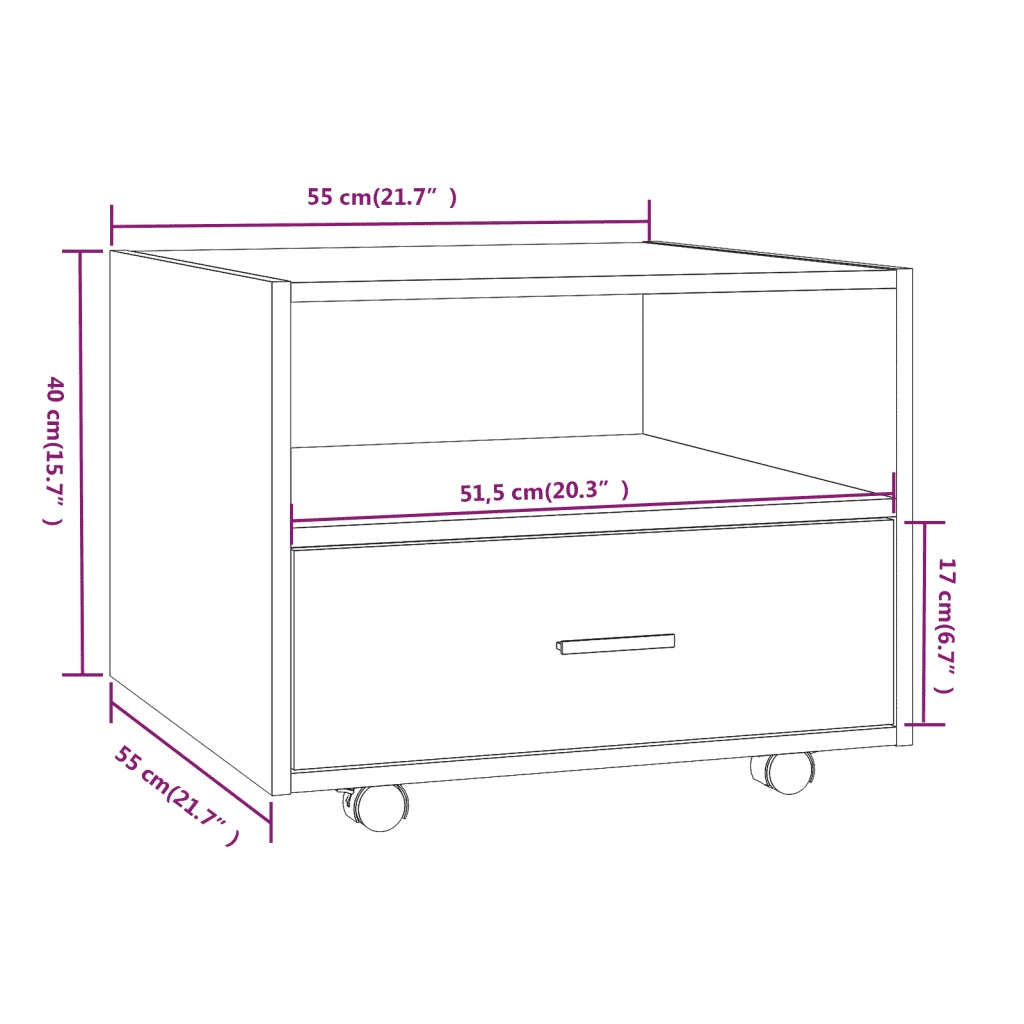 Tavolino Salotto Grigio Cemento 55x55x40 cm Legno Multistrato