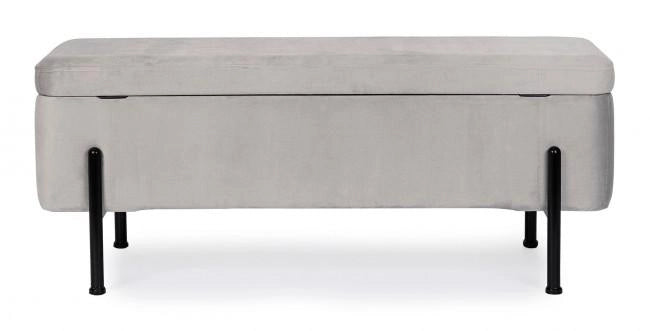 Panca Fondo Letto 2 Posti 110x42x42 cm con Vano Contenitore Irina Grigio Chiaro
