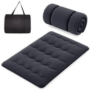 Materasso futon portatile con copertura lavabile sacca da trasporto-Tappeto arrotolabile per pavimento 140cm Nero