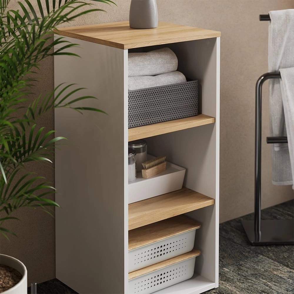 mobiletto bagno Viktor, Bianco/Artisan, 40.2 x 88.2 cm, da montare a parete per spazio aggiuntivo nel bagno