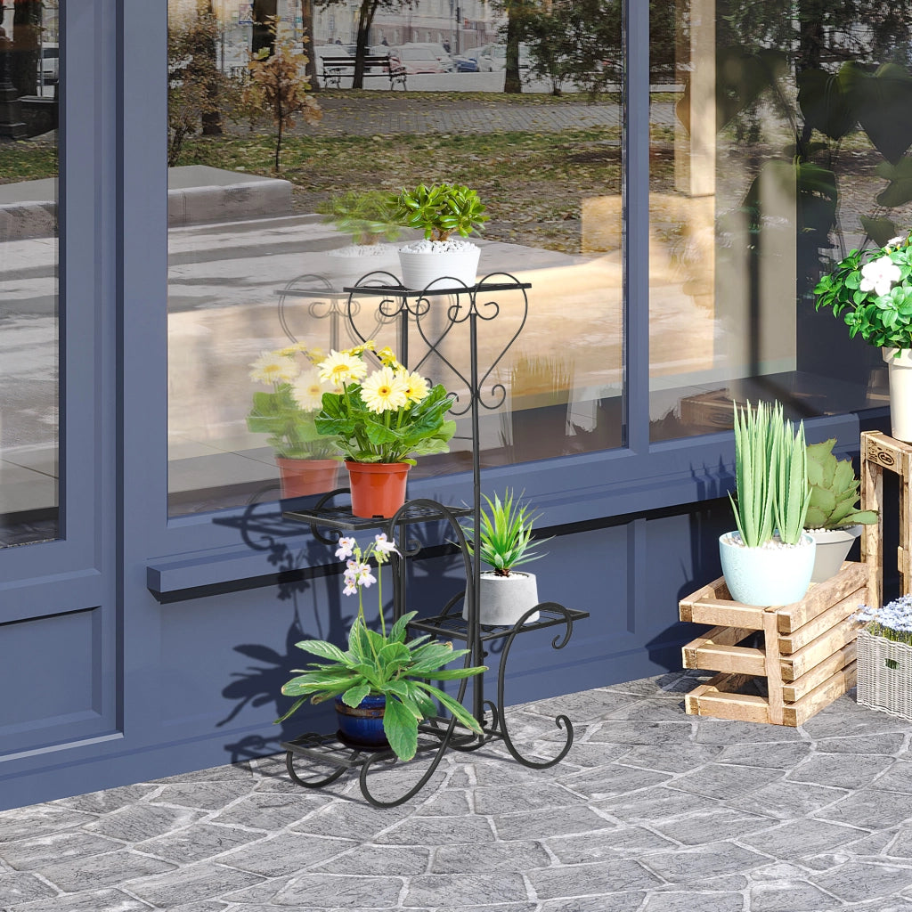 Fioriera 4 Ripiani in Metallo ¨C Zephmum ¨C Nero 45x24.5x80 cm