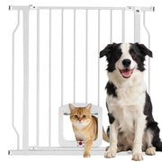Cancello per Cani e Gatti ¨C zephmum ¨C Acciaio e ABS, Bianco, 75-85x2x76 cm