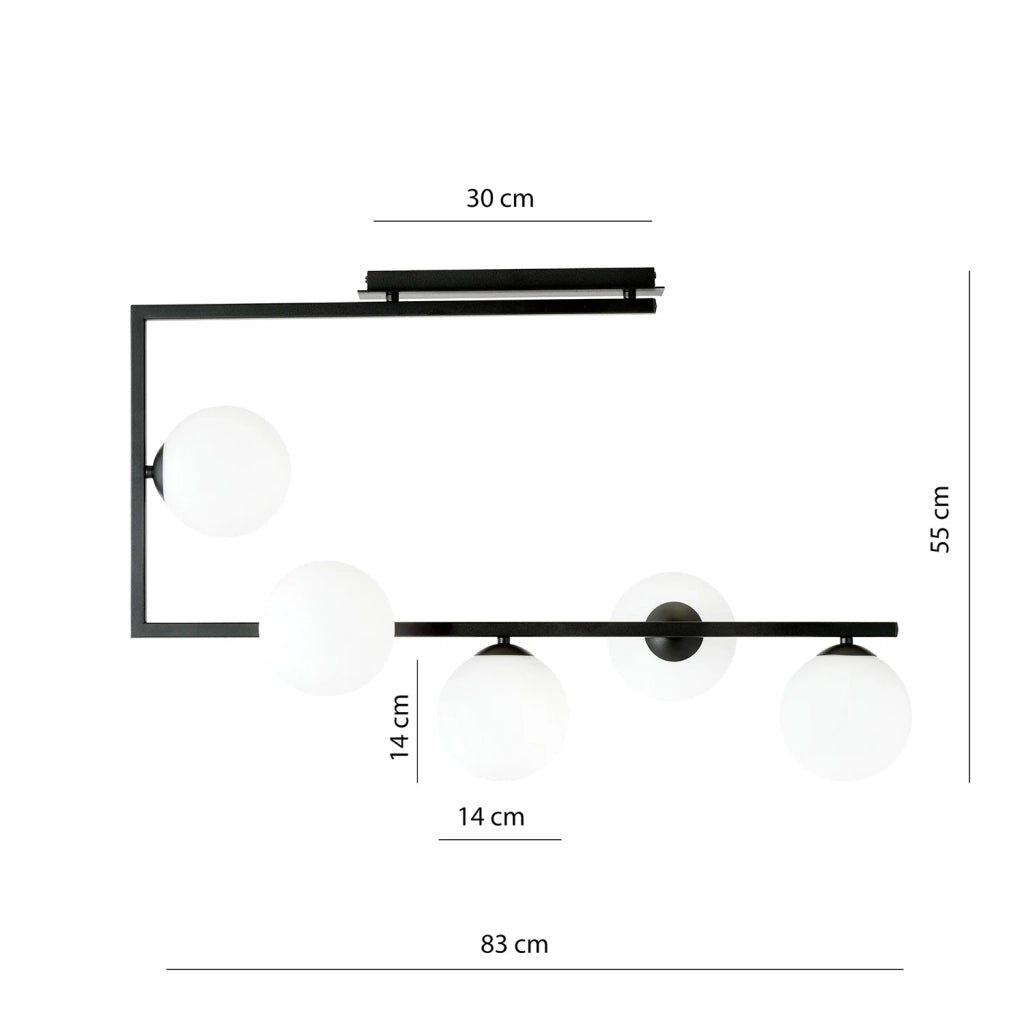 Plafoniera Minimal Nanna Acciaio Nero Oro 5 Luci E14 Ip20