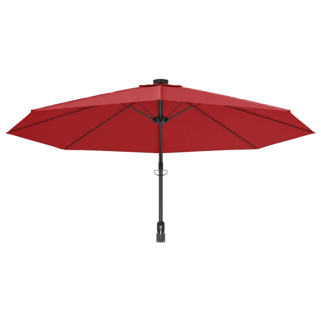 Ombrellone a Parete con LED Rosso Chiaro 290 cm 362895