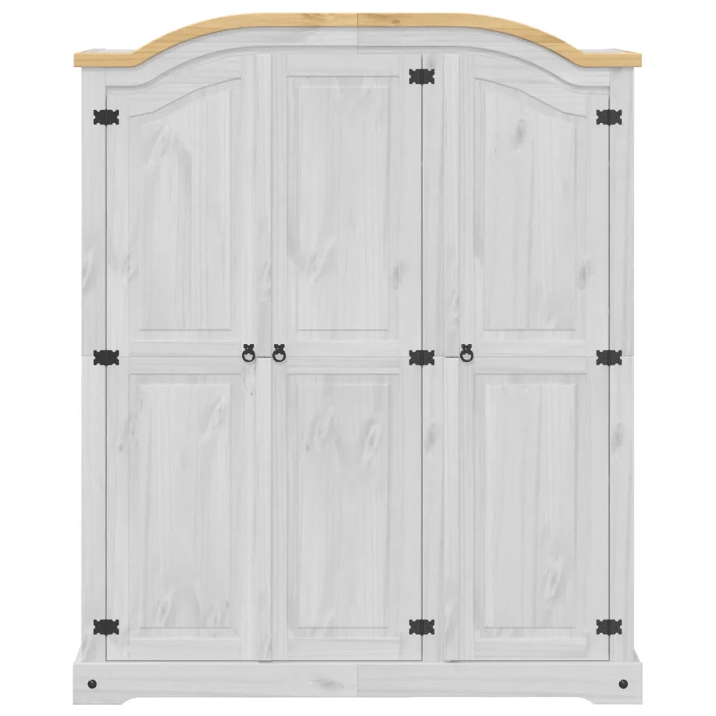 Armadio Corona Bianco 151,5x52x186 cm in Legno Massello di Pino 4012159