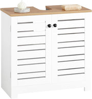 Mobile Sottolavabo per Bagno Mobiletto Salvaspazio con Ripiani Regolabili Ideale per Lavandino, Arredo Bagno Componibile 60x59x30 cm BZR40-W