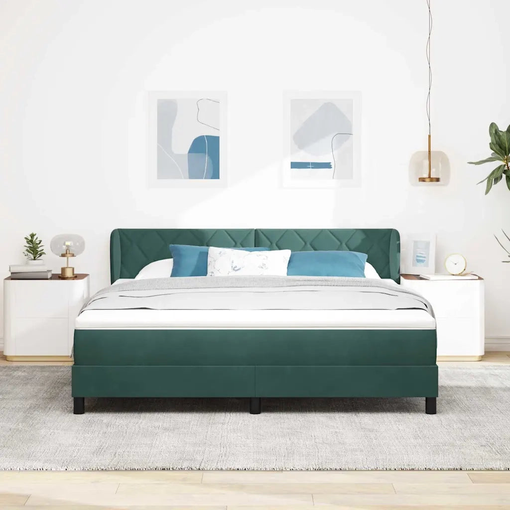 Letto a molle con testiera Verde scuro 180 x 200 cm Velluto 3340457