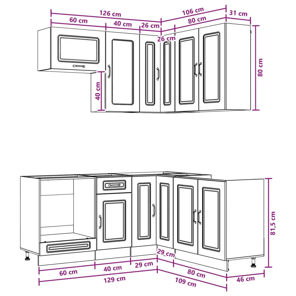 Unità Cucina KALMAR 8 pz Grigio Cemento Legno ingegnerizzato 3438374