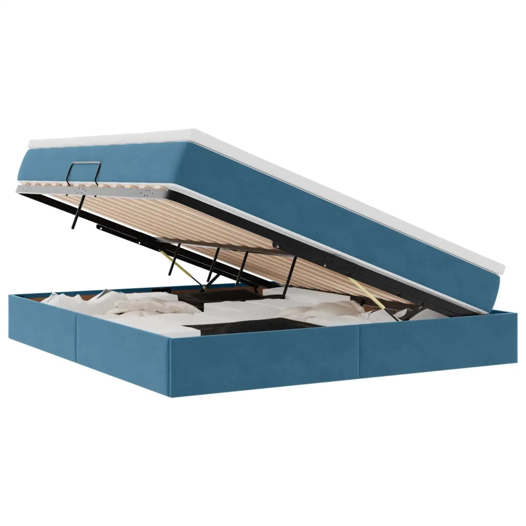 Letto con contenitore e materasso Blu Scuro 160 x 200 cm