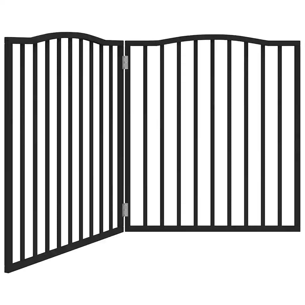 Cancello per Cani Pieghevole 2 Pannelli Nero 160cm Legno Pioppo CFW7463201