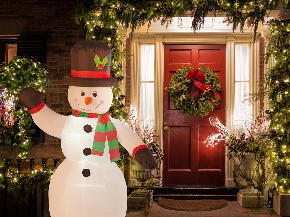 Decorazione da Esterno Natalizia Orso Polare Gonfiabile con Luci LED 160 cm Bianco