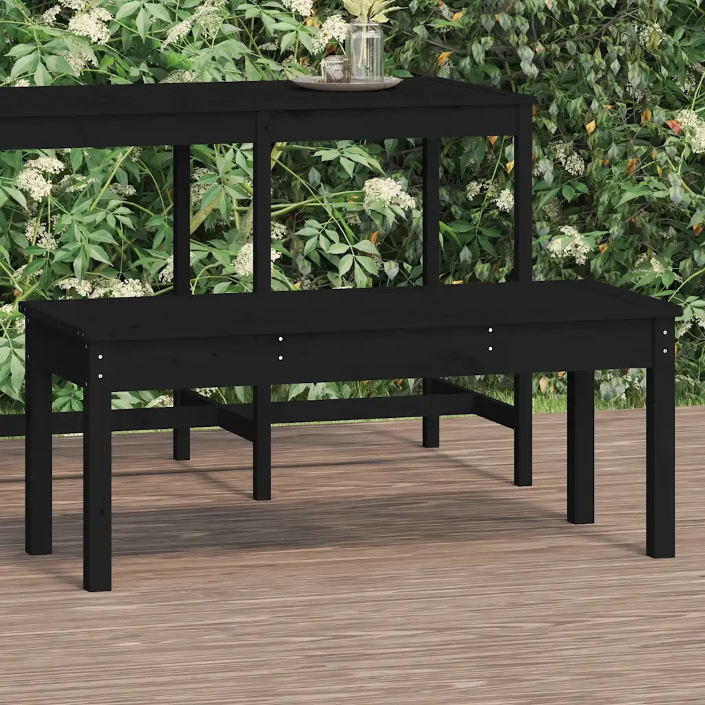 Panchina da Giardino | Panca da Giardino Nera 109x44x45 cm Legno Massello di Pino