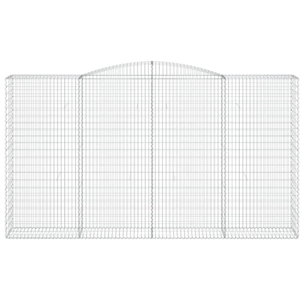 Cestini gabbioni recinzione a gabbia muro di contenimento ad arco 3 pezzi 400 x 50 x 220/240 cm ferro zincato argento 02_0040809