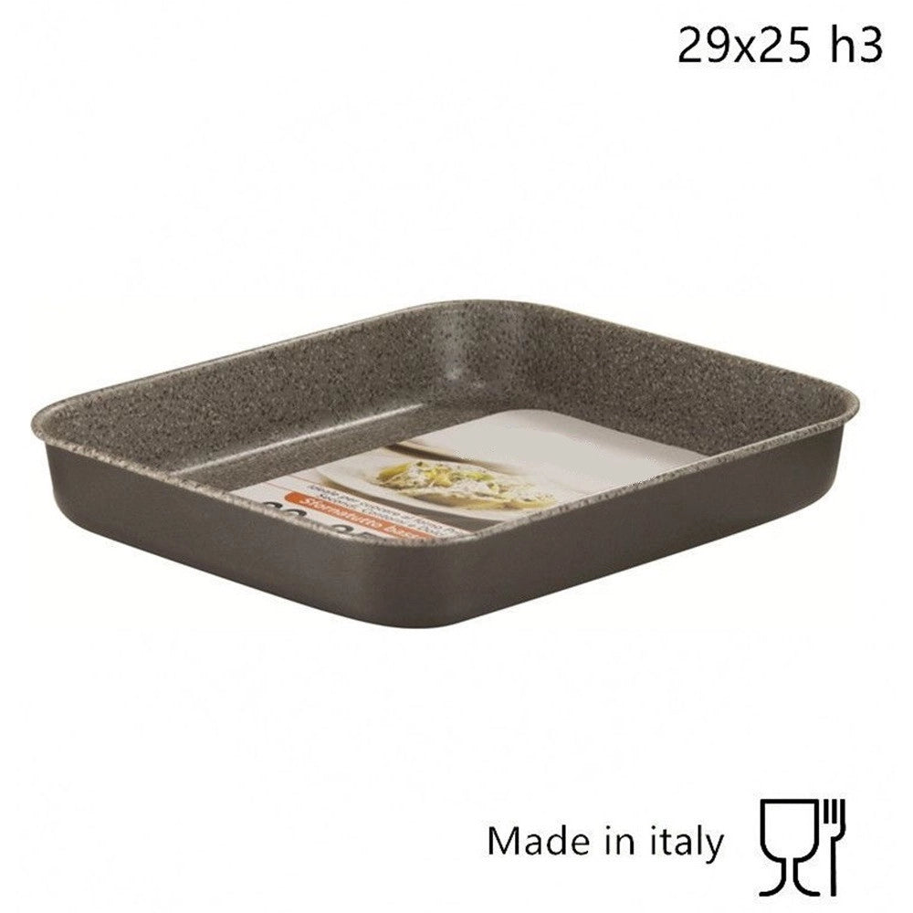 Trade Shop - Sfornatutto Basso Teglia 29x25xh3cm Grigio Pietra In Alluminio Antiaderente 036855m -