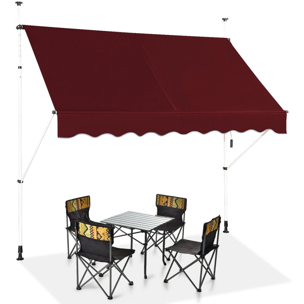Tenda a bracci da 250 cm di larghezza senza forare, Tenda da balcone resistente ai raggi UV Rosso