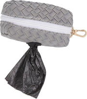 Dispensatore di sacchetti di spazzatura per cani portatile all'aperto, multifunzionale e elegante grigio - chiusura a zip pratica