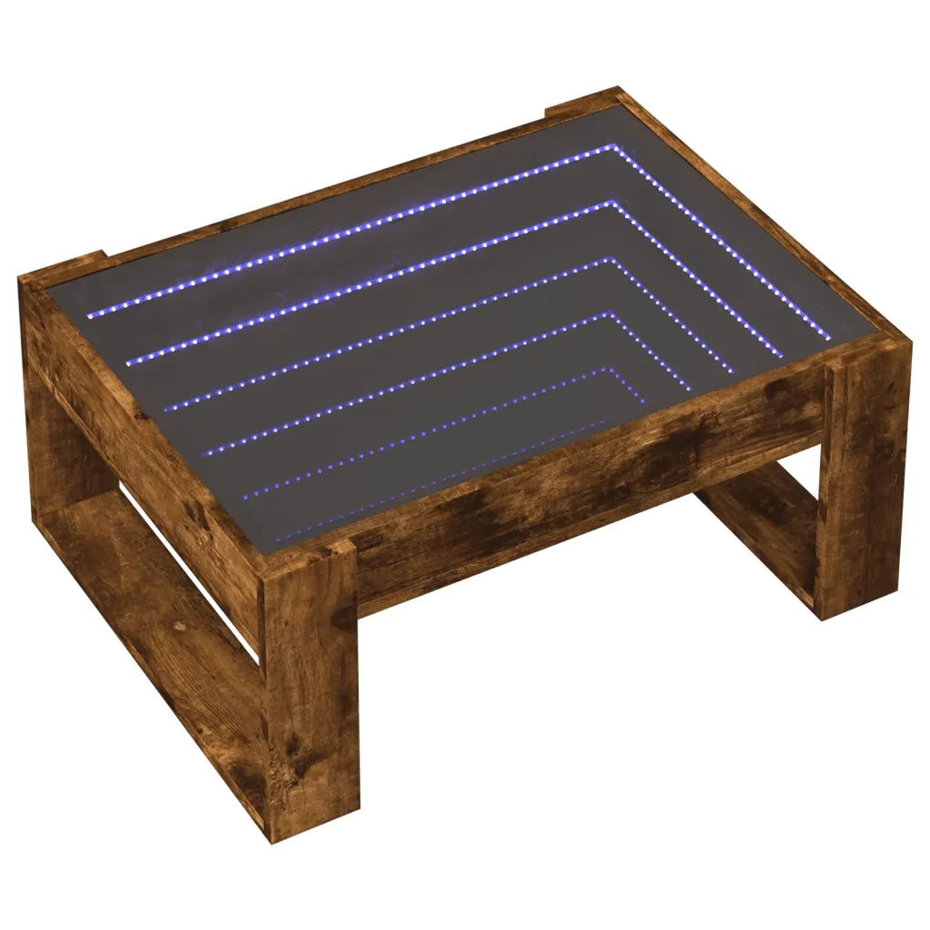 Tavolino da Salotto con LED Infinity Rovere Fumo 70x53x30 cm 847634