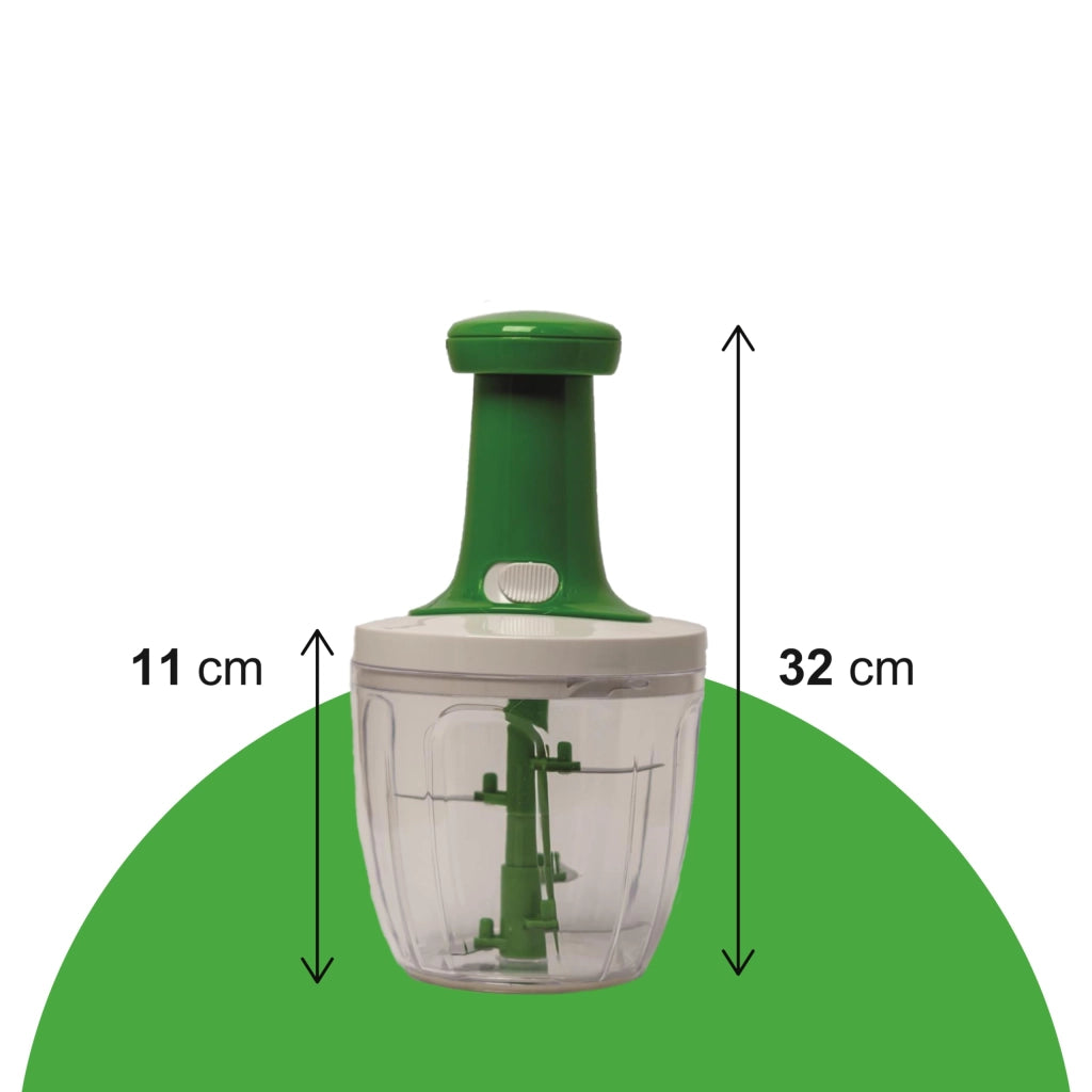 BIOVIRA Tritatutto Manuale con 5 Lame in Acciaio Inox, Chopper da Cucina, Frullatore Manuale per Cipolla, Aglio, Verdure, Doppio Contenitore, Ricettario Digitale