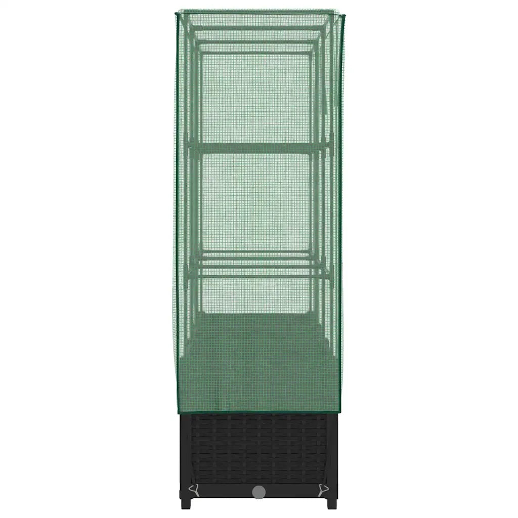 Fioriere | Cassetta per fiori | Letto Rialzato con Copertura Serra Effetto Rattan 120x40x138 cm