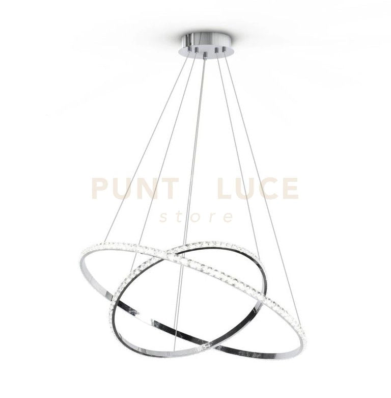 LUX Sospensione led con cristalli 56W dimmerabile SDD 2800 - 5000 struttura cromo