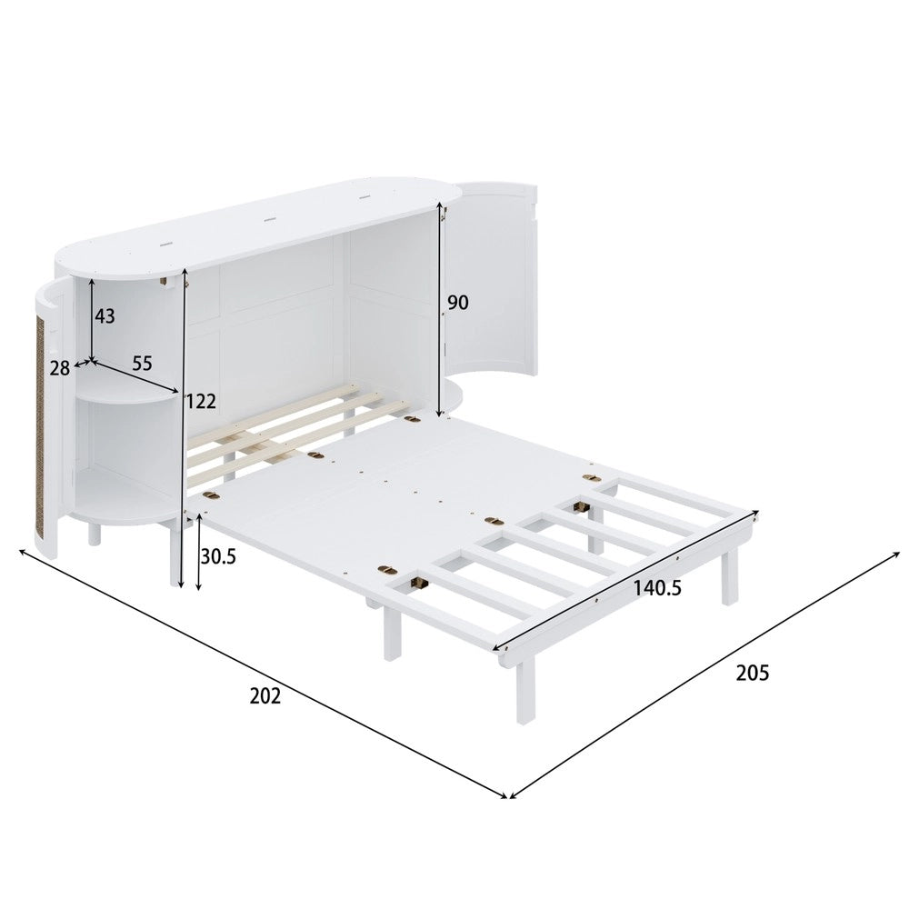 Letto a Scomparsa Verticale con Rete a Doghe e Vani ¨C MINIMAL ¨C Bianco 140x200