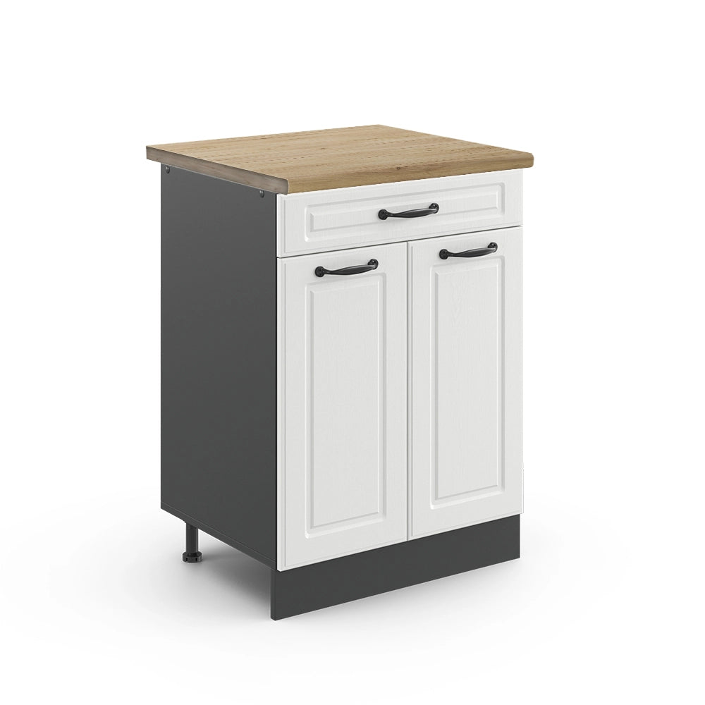 Vicco Mobiletto base per cucina Bianco casa di campagna 60 cm , PL Rovere
