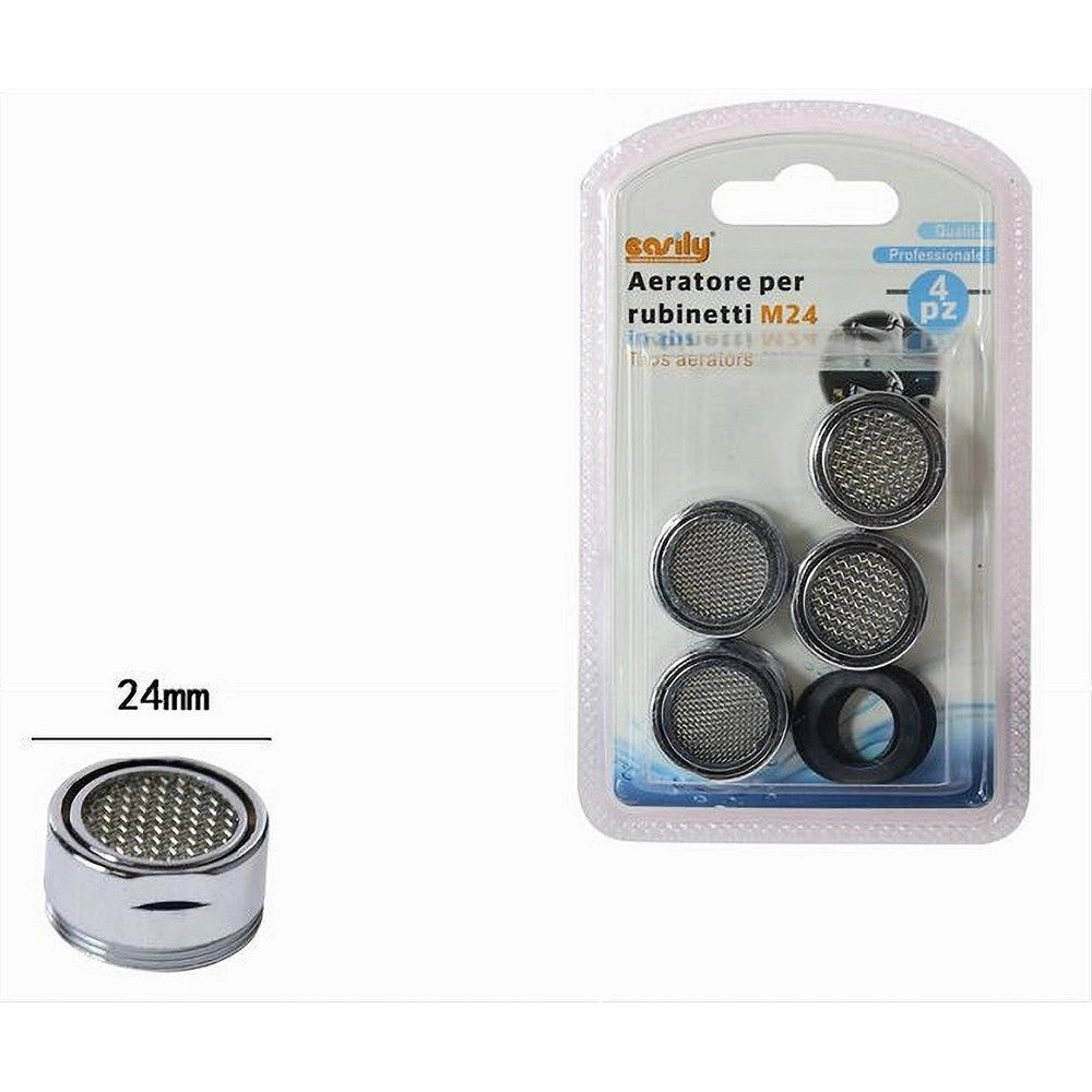 Trade Shop - Set 4pezzi Aeratore 24mm Per Rubinetto M24 In Abs Filtro Acqua Guarnizioni 59035 -