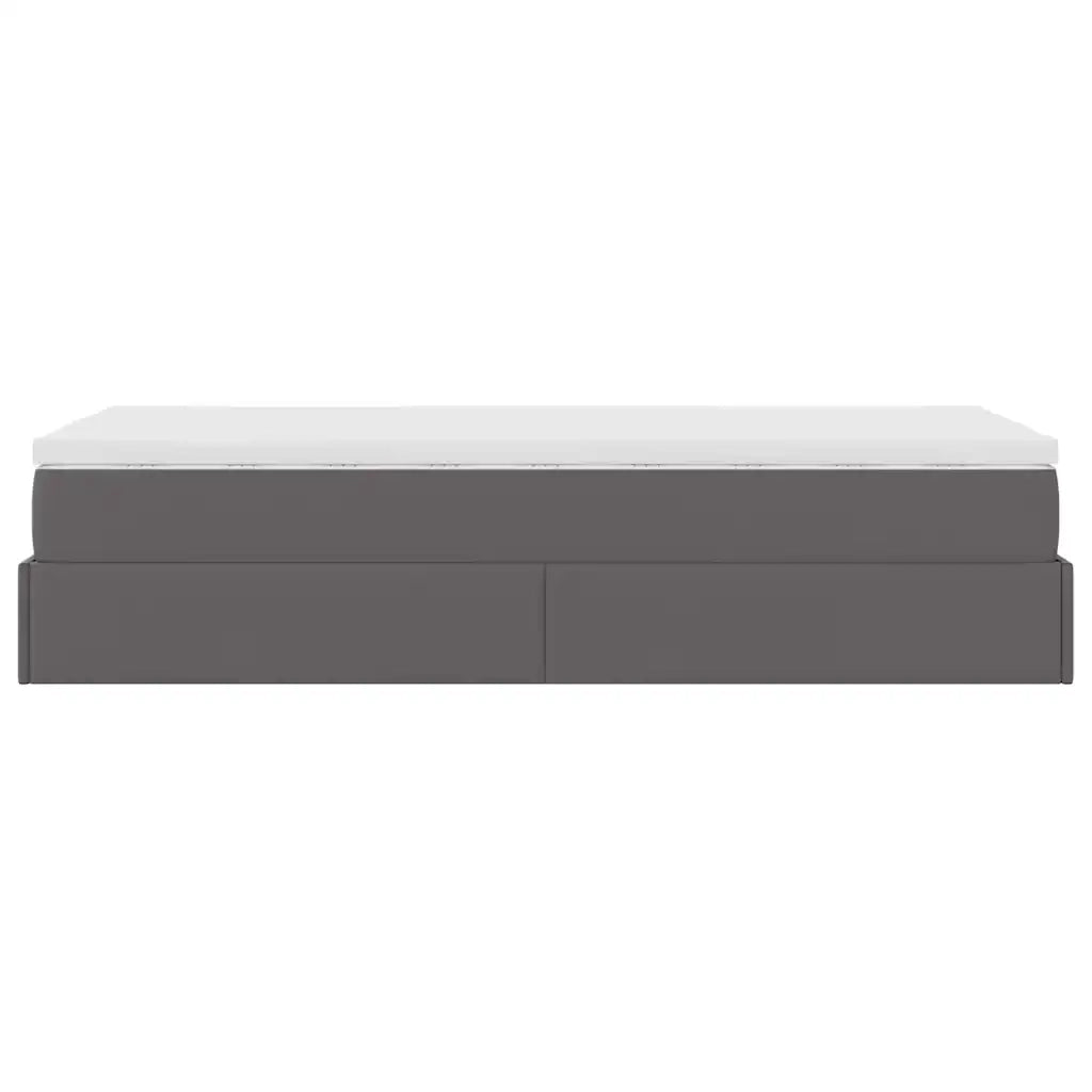 Struttura Letto Pouf con Materasso Grigio 90x190 cm Similpelle 3311014