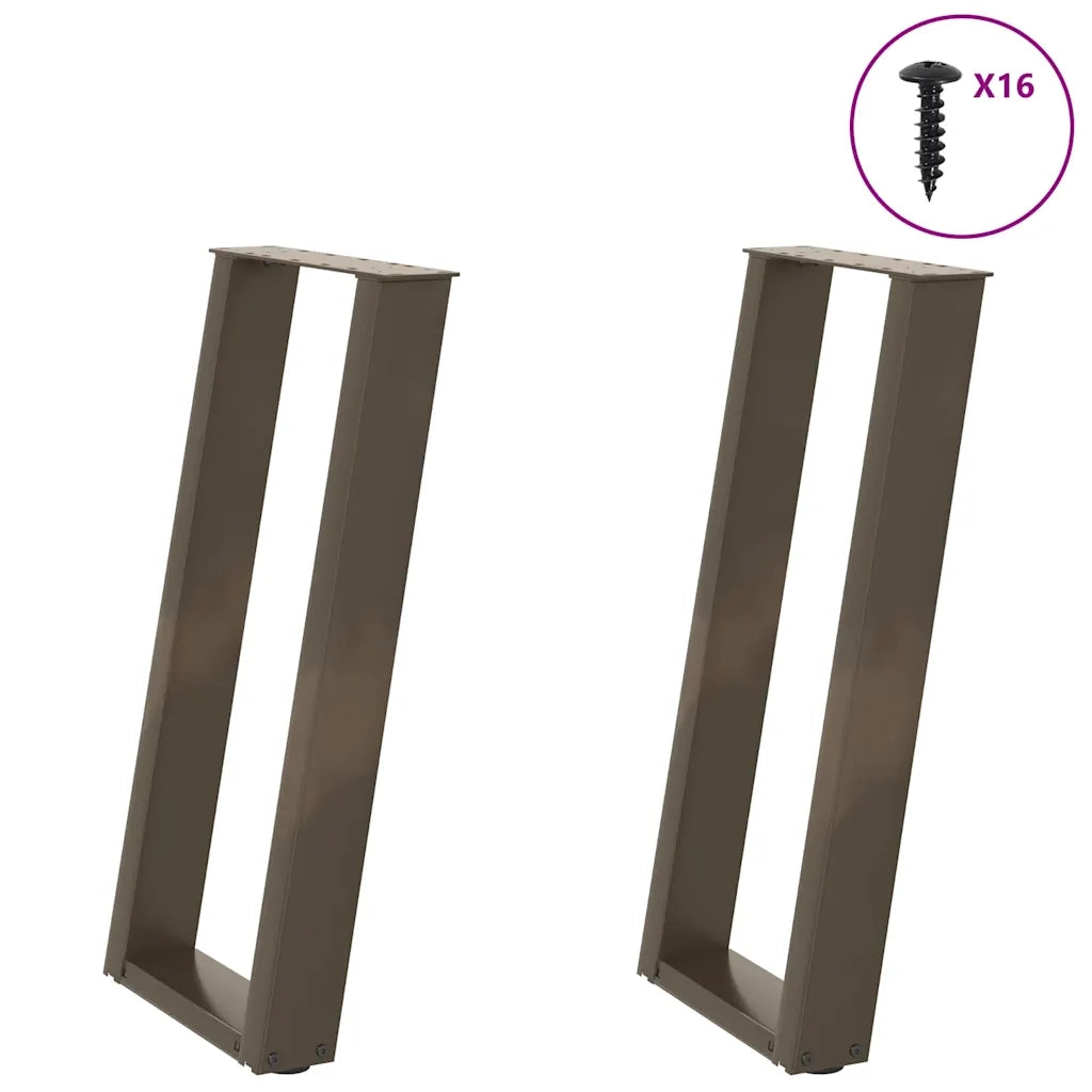 Gambe per tavolo consolle a forma di U 2 pz in acciaio naturale 38x(72-73) cm
