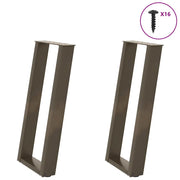 Gambe per tavolo consolle a forma di U 2 pz in acciaio naturale 38x(72-73) cm