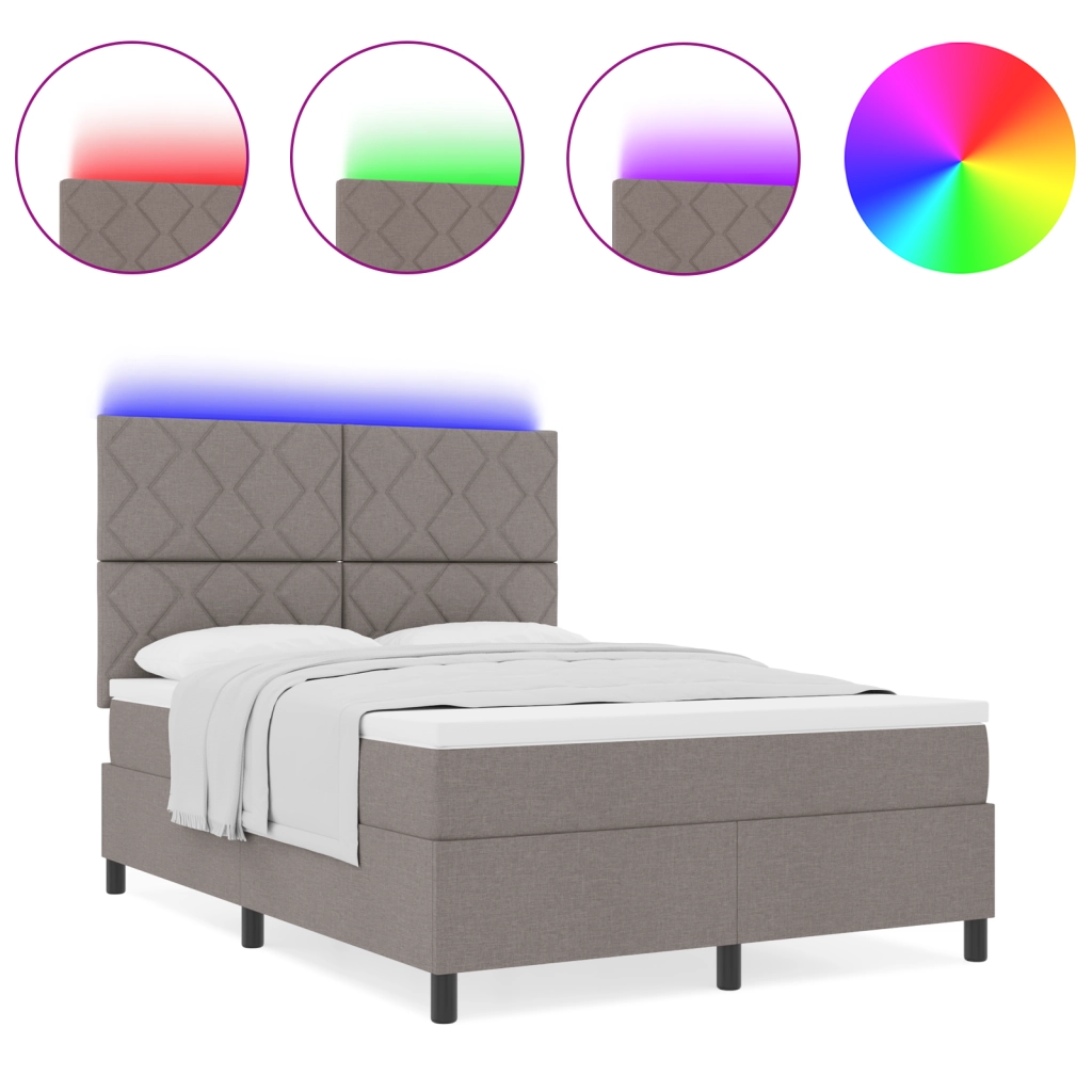 Letto Box Spring con Materasso & LED Talpa 160x200 cm Tessuto