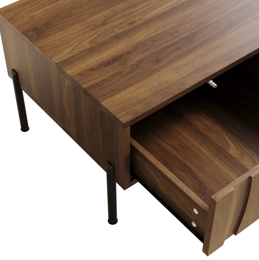 Tavolino da caffè retrò con 2 cassetti; 105x55x41 cm; naturale; in MDF e truciolare