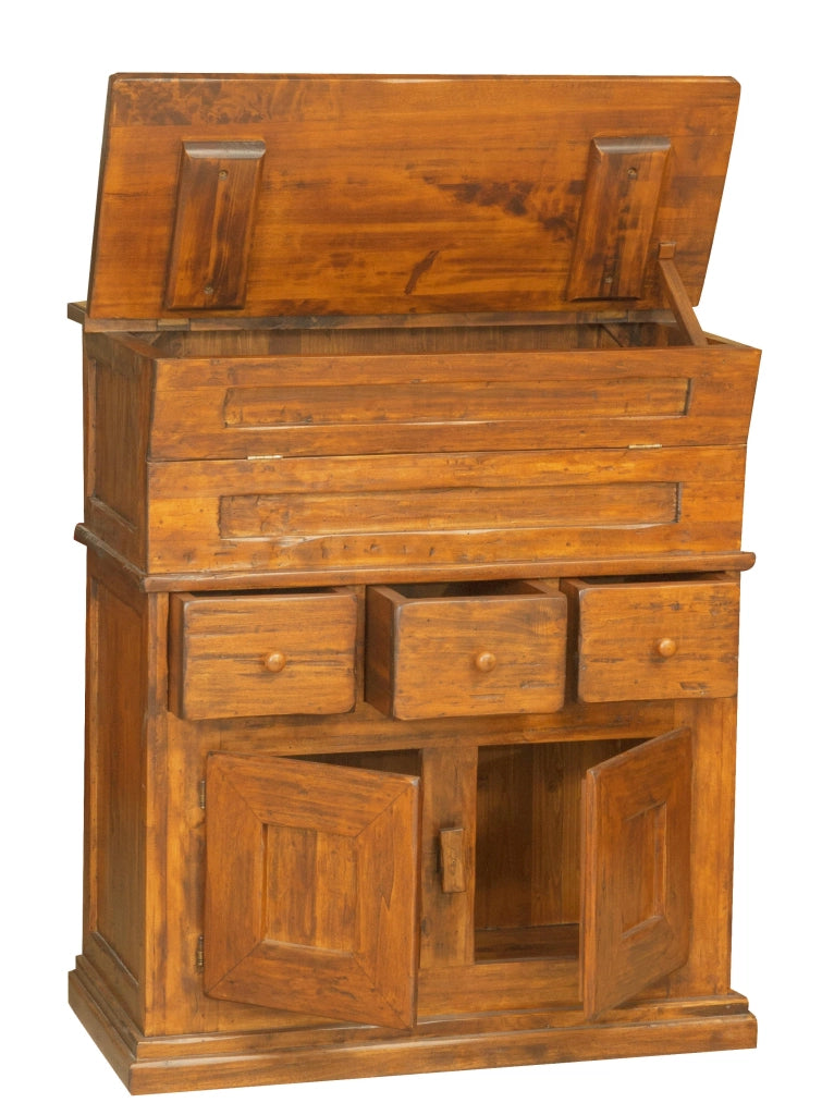 Biscottini Madia in legno massello di tiglio finitura noce L81xPR45xH92 cm. Made in Italy