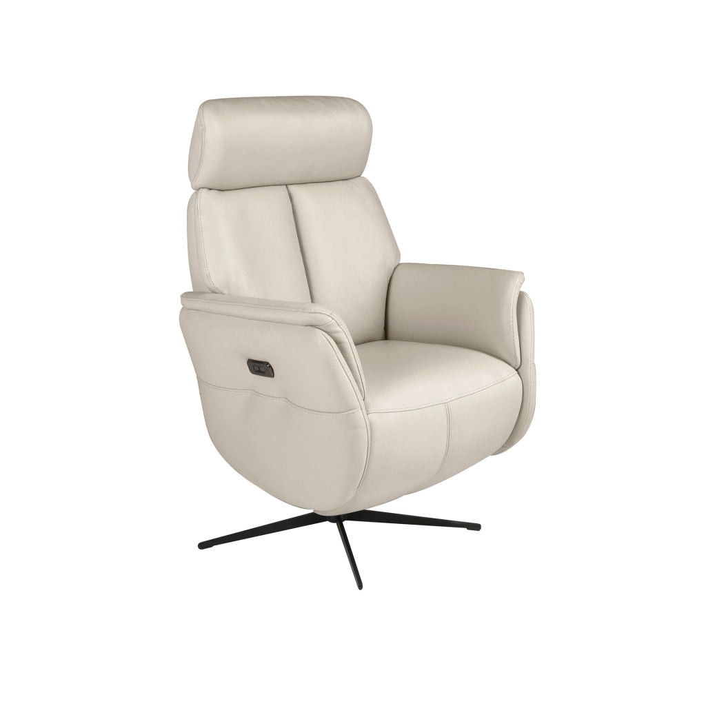 Poltrona relax girevole in pelle grigio perla