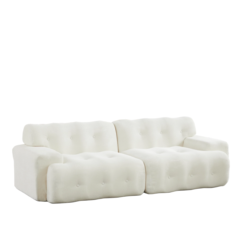 Divano 2 posti Cloud, design moderno con braccioli larghi e bottoni decorativi ¨C MINIMAL ¨C beige