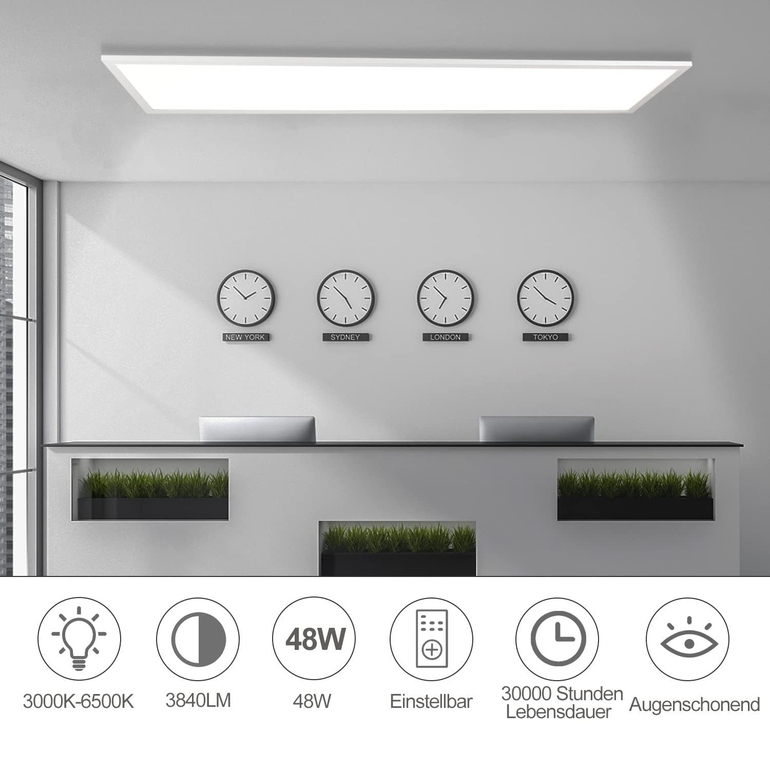 ZMH Lampada da soffitto LED di design da 120 cm con dimmer e telecomando per illuminazione interna