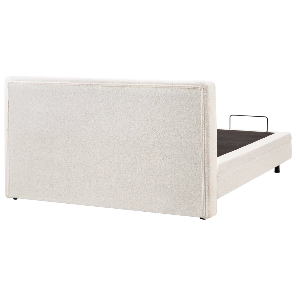 Letto matrimoniale Tessuto bouclè bianco sporco Elettrico Regolabile 180 x 200 cm stile moderno