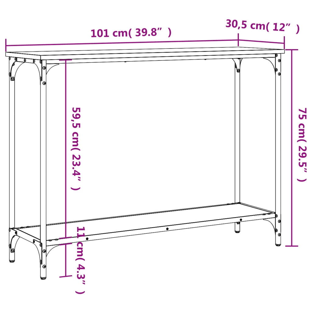 Tavolino Consolle-Tavolino da soggiorno-Tavolo Rovere Sonoma 101x30,5x75cm Legno Multistrato