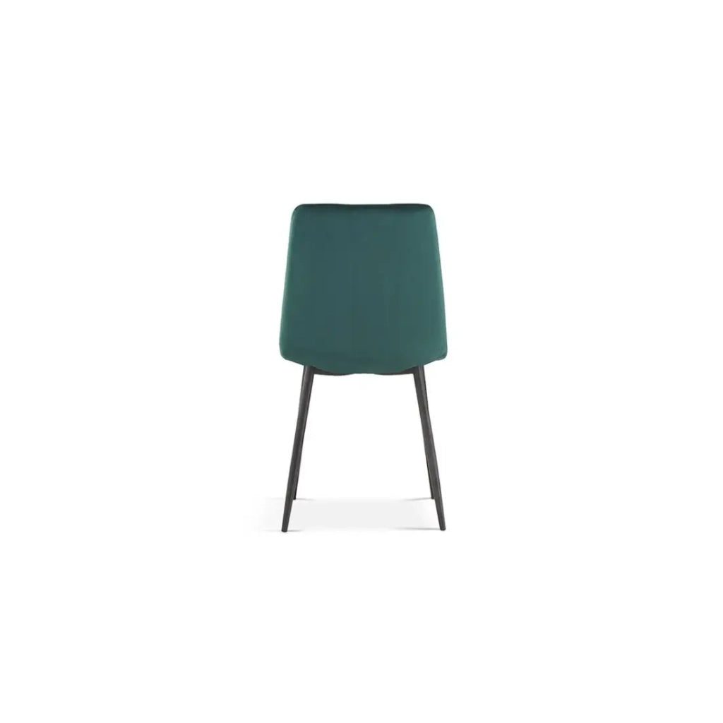 Sedia BRUCE – Velluto verde – Piedi in metallo nero – H86 x L45 x P55 cm
