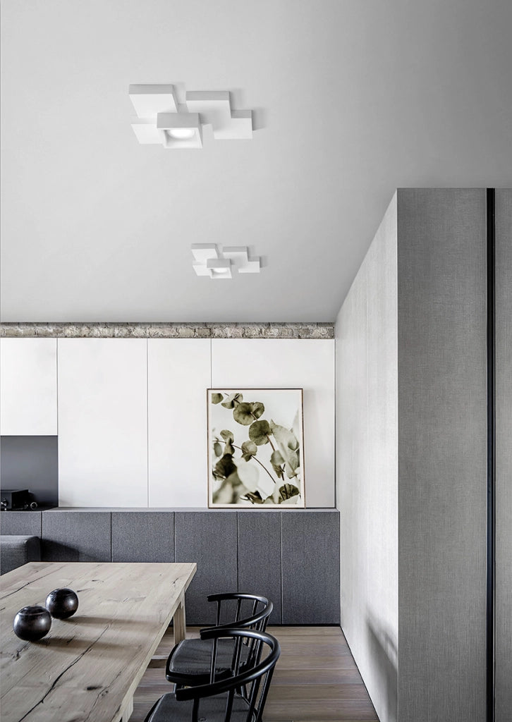 SIDE lampada da Soffitto 1 Luce Cubo LM GX53 in gesso bianco 33,5cm