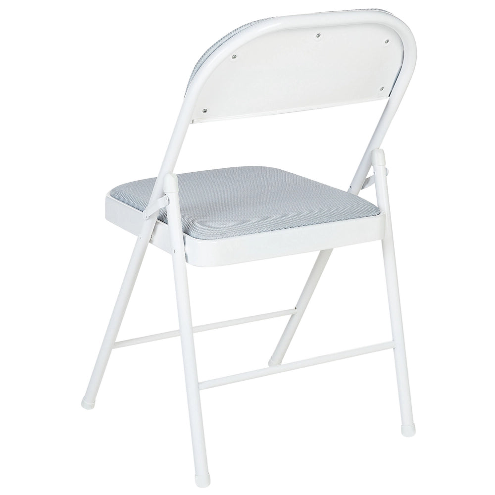 Set di 4 sedie pieghevoli con struttura in metallo Grigio chiaro sedile e schienale imbottiti in tessuto sedili pieghevoli