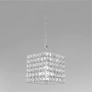 Trade Shop - Lampadario Sospeso Cubo Con Cristalli Lampada Luce E27 Argento Quadrato 32323 -