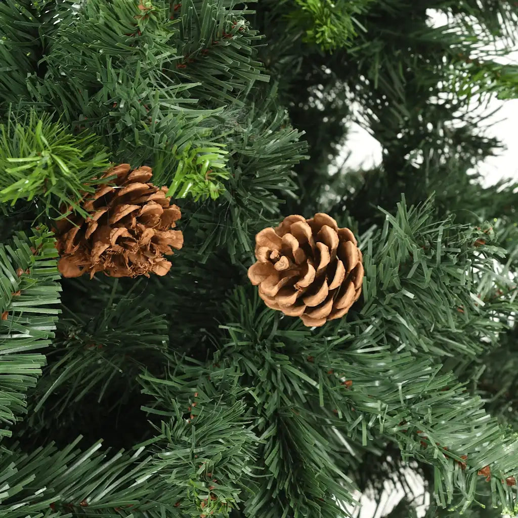 Albero di Natale Preilluminato con Palline Verde 210 cm 3077798