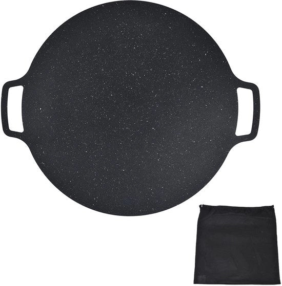 Piatto Grill - Superficie Preincisa - Antiscivolo - Riscaldamento Uniforme - Ideale per Carne/Gambette - Diametro 30cm - Piastra Grill