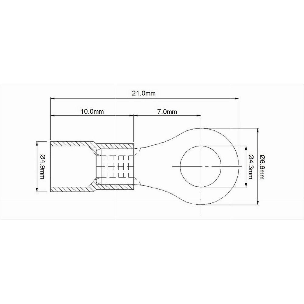 Trade Shop - Set 100 Pz Capicorda Terminale Ad Occhiello Isolato Per Cavi 1.5-2.5mm² M4 Rv2-4 - Giallo