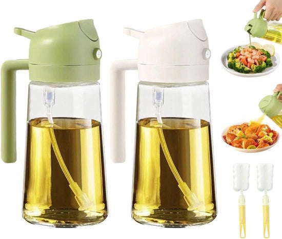 Due aspirapomodori per cucina 16oz /470 ml aspirapomodori per cucina, 2 in 1 aspirapomodori per cucina, fryer aeree, insalata, barbecue (avorio, verde)