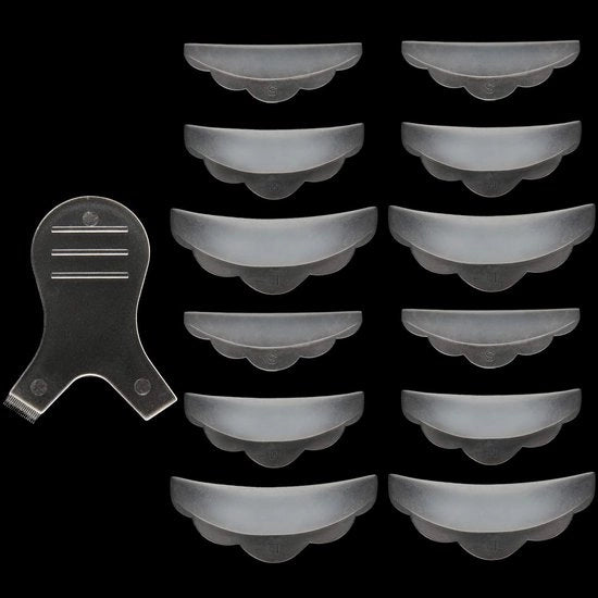 Set di 6 Paia di Ciglia in Silicone - Permanente Ciglia a Cerchietto - Per un Bell'Aspetto delle Ciglia - Incluso Spazzola - Materiale di Sicurezza Silicone -