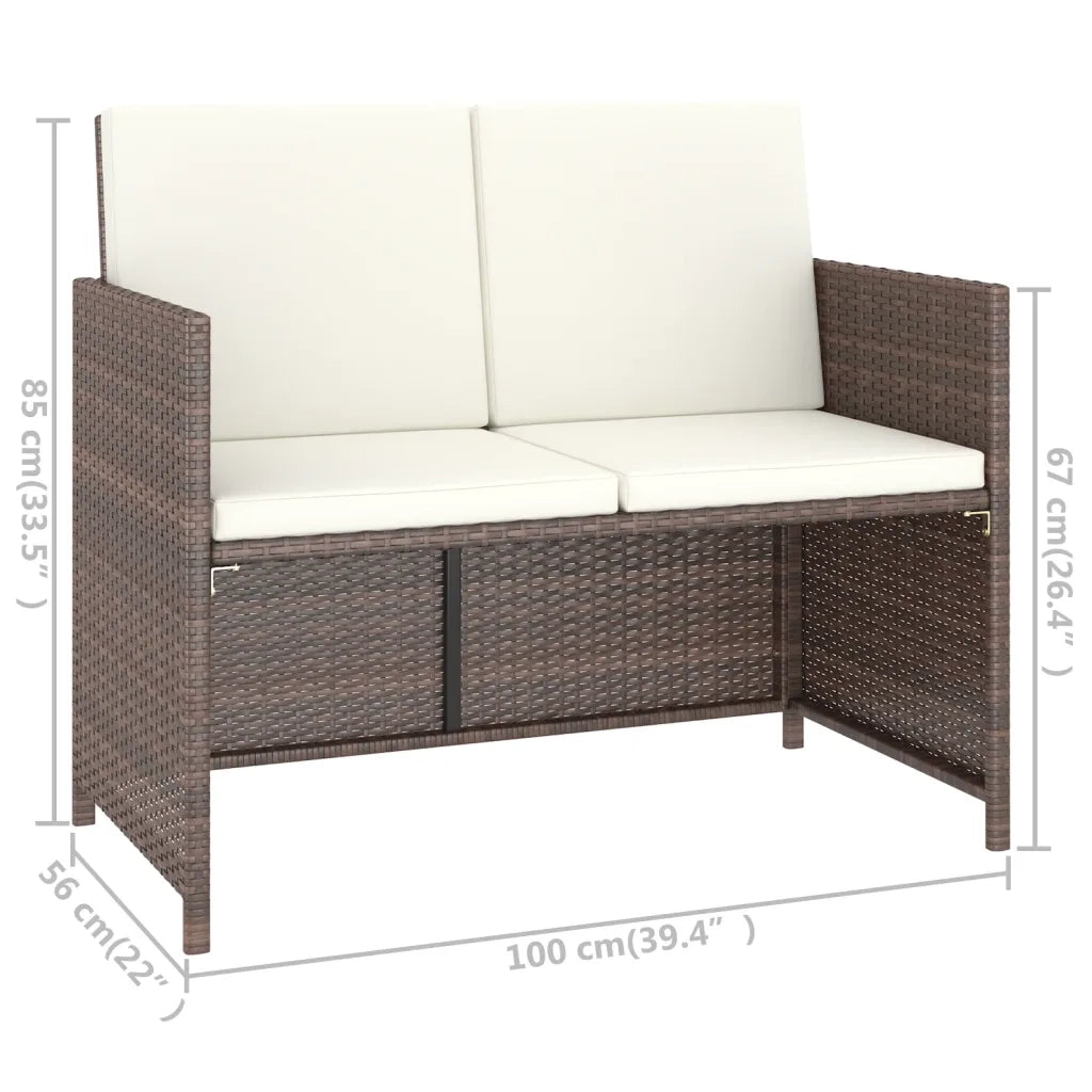 Set da Pranzo da Giardino 6 pz con Cuscini Polyrattan Marrone 43904