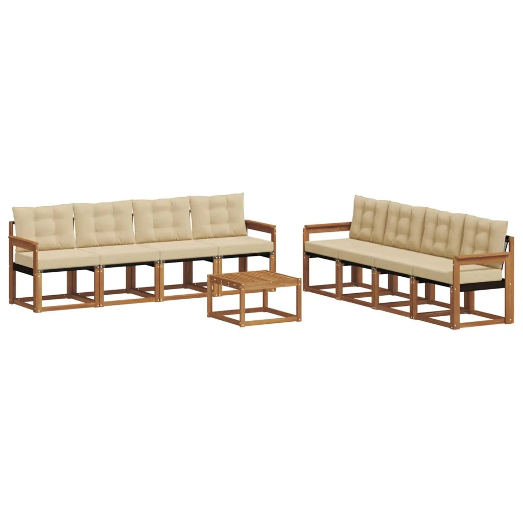 Set di divani da esterno con cuscino 9 pcs Naturale e Beige
